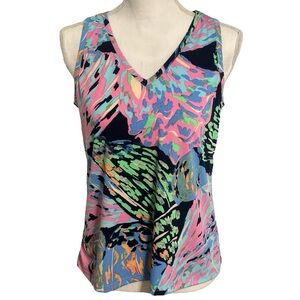 CeCe Colorful Vneck Sleeveless Top NWT